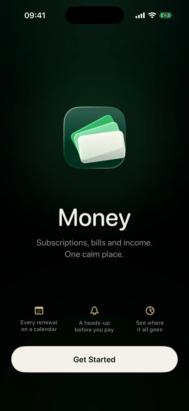 Money’s main screen on iPhone